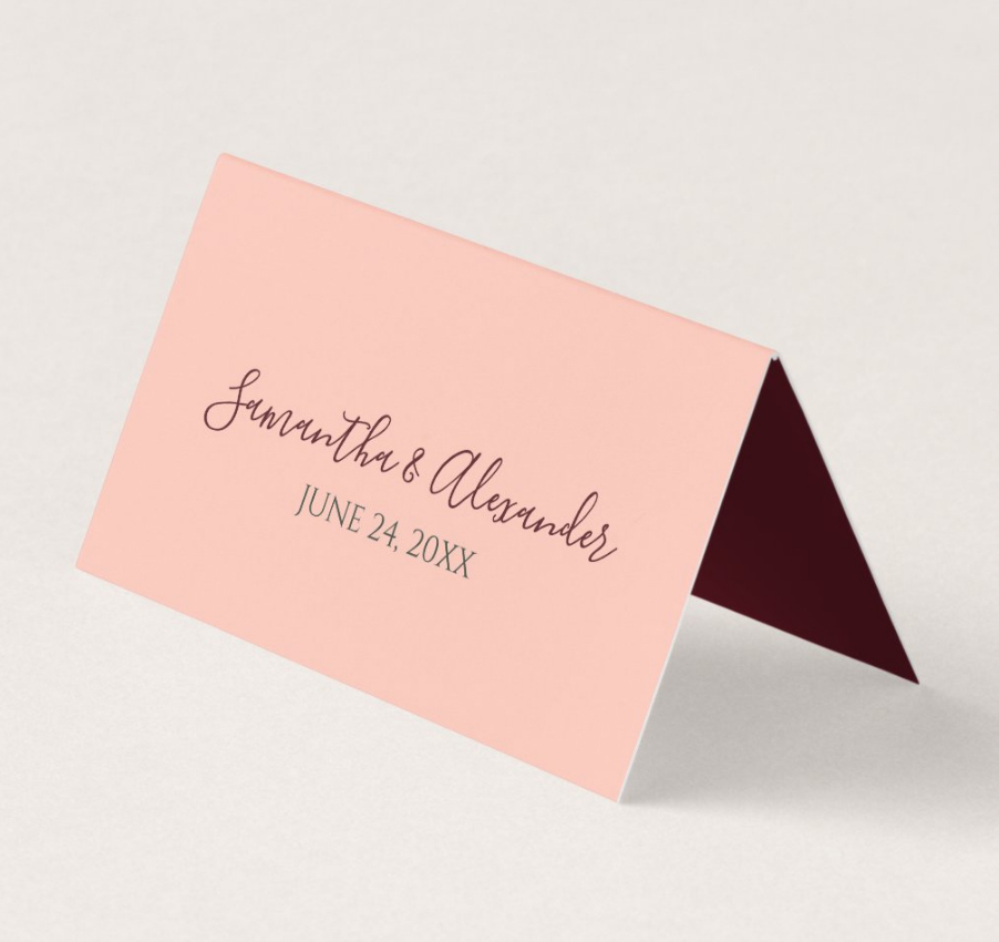 Burgundy Blush Watercolor Floral Wedding Place Card
