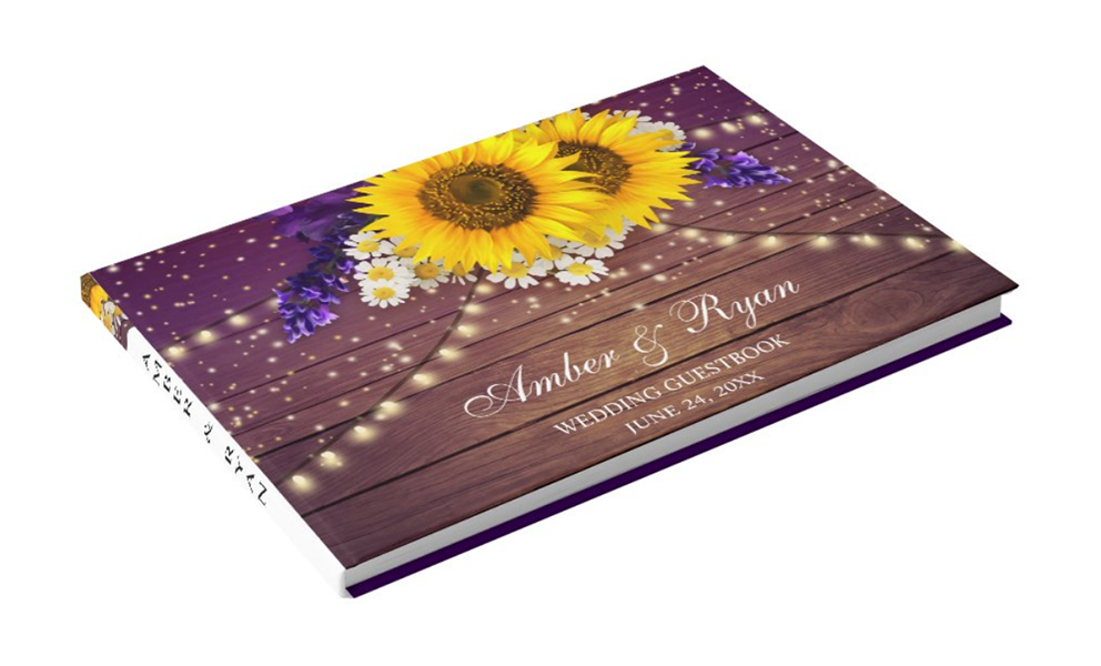 Purple Yellow Sunflower Wedding Invitation Guestbook